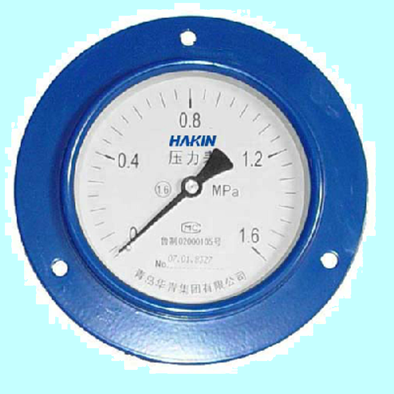 Y60ZT 0-0.1-25Mpa 轴向带边压力表 面板式安装 青岛华青仪表