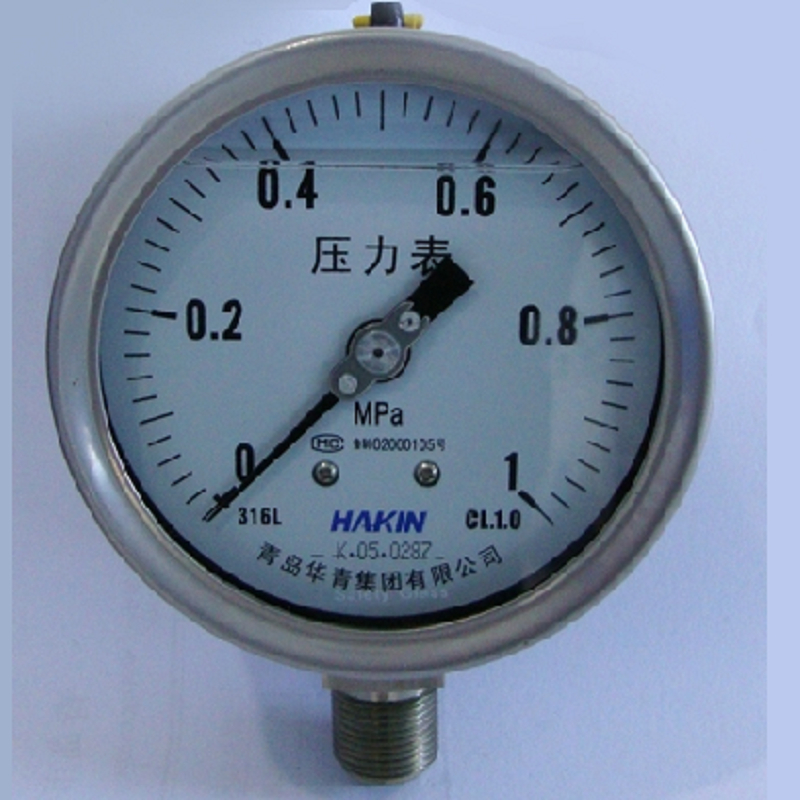 YTN-60H不锈钢耐震压力表 表面60mm 外螺纹M14*1.5 青岛华青集团