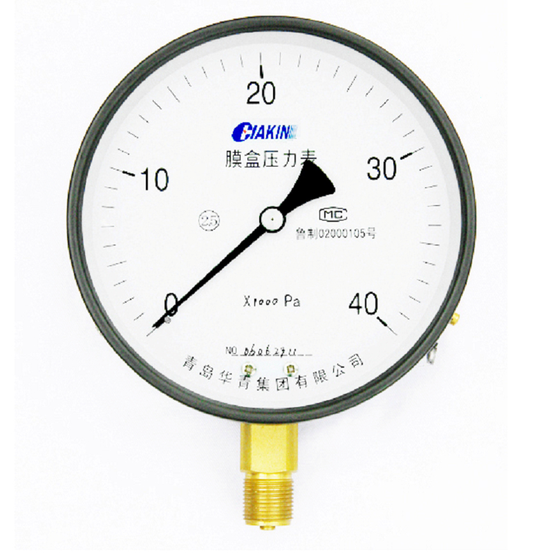 YE150膜盒压力表 表面150mm 螺纹连接 电镀表壳 青岛华青仪表