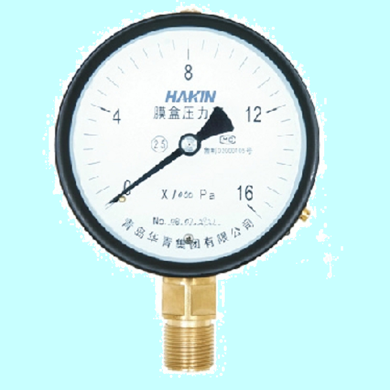 YE100膜盒压力表 100mm电镀表面 铜接头外螺纹 青岛华青仪表