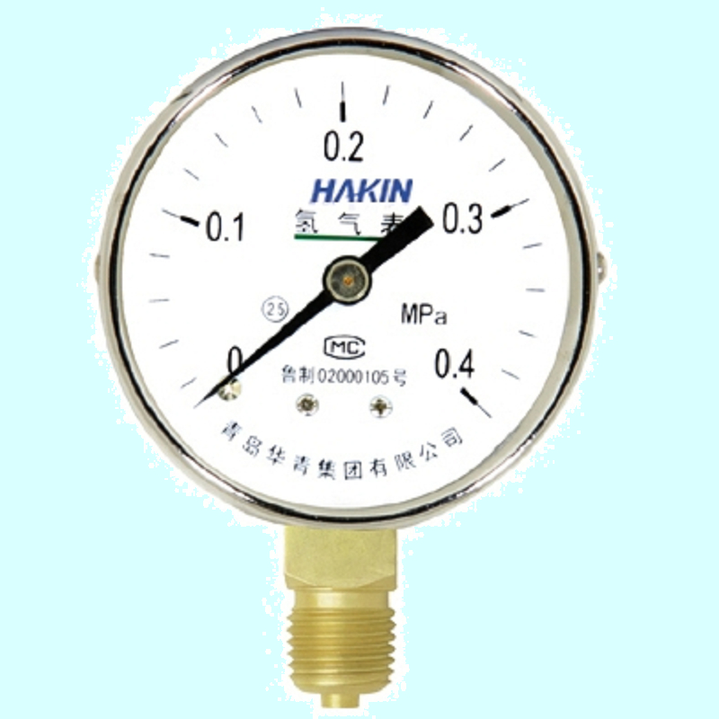 YH60氢气压力表 60mm表面 氢气减压器配套 电镀表壳 青岛华青仪表