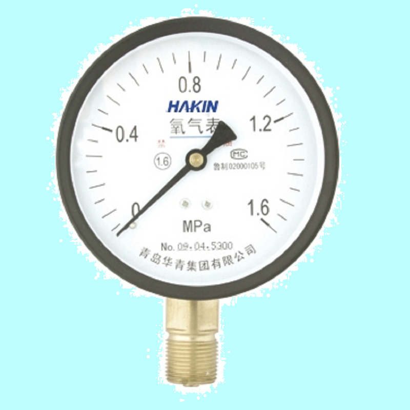 YO60氧气压力表 表面60mm M14外螺纹 青岛华青仪表