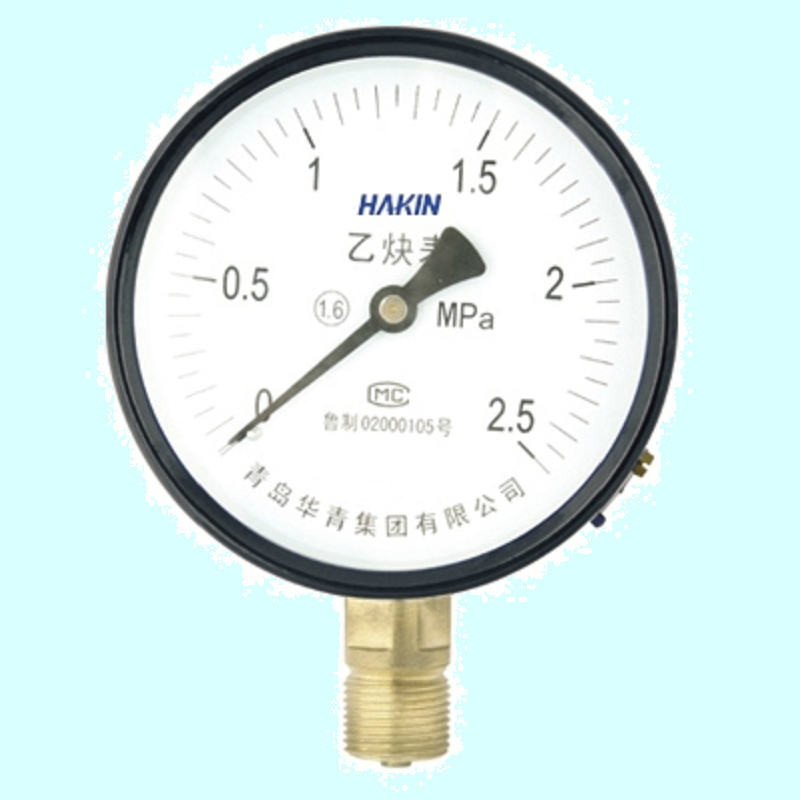 YY60乙炔压力表 外螺纹M14*1.5 量程可选 表面60mm 青岛华青仪表