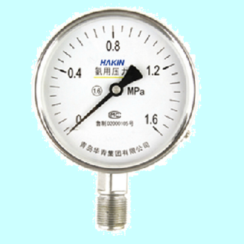 YA100 0-0.1-4Mpa氨用压力表 100mm电镀表面 外螺纹 青岛华青仪表