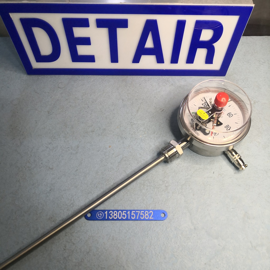 电接点双金属温度计WSSX-411-100℃-500mm 双环电接点双金属温度计