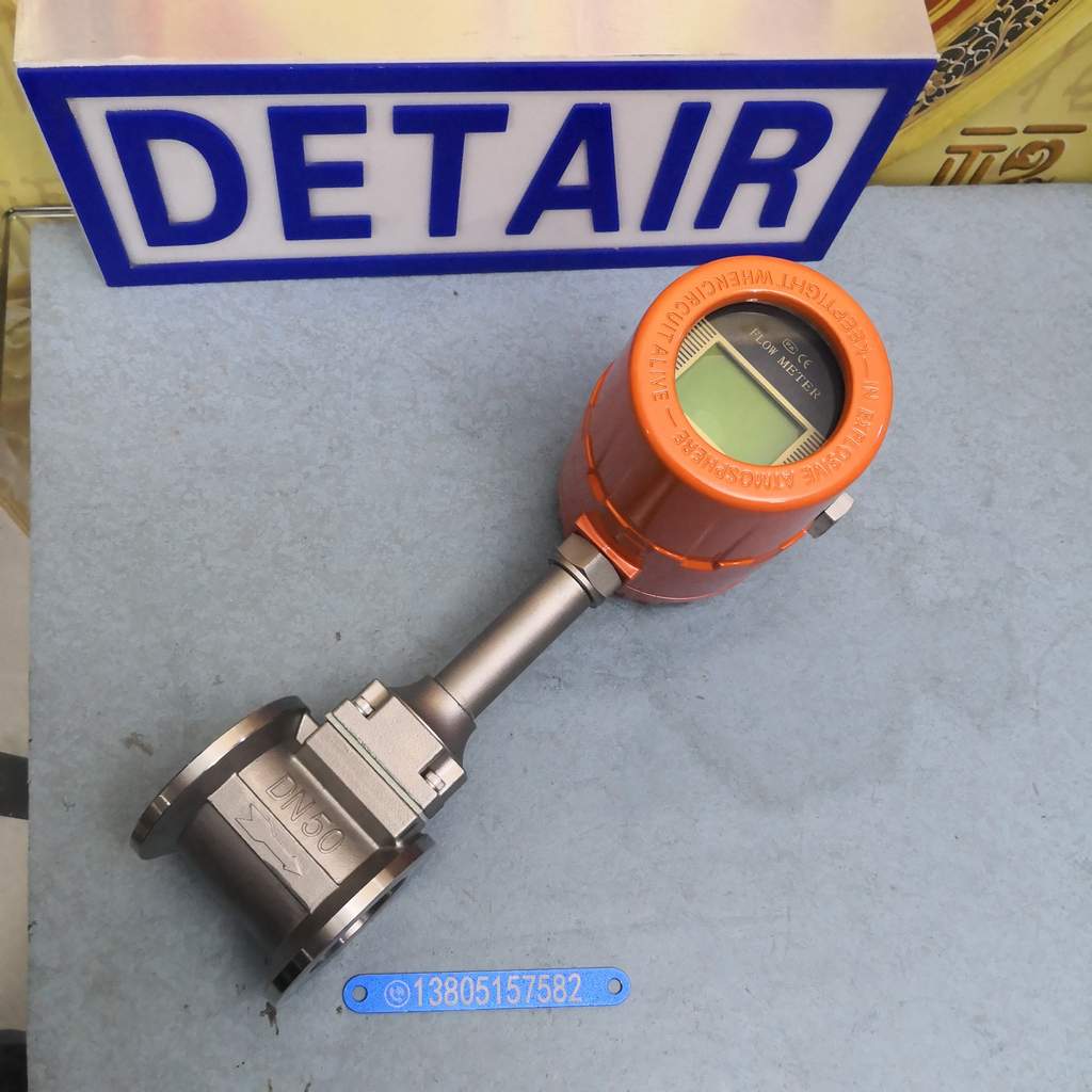 对夹式安装气体热式质量流量计,一体型现场显示信号输出智能热式质量流量计